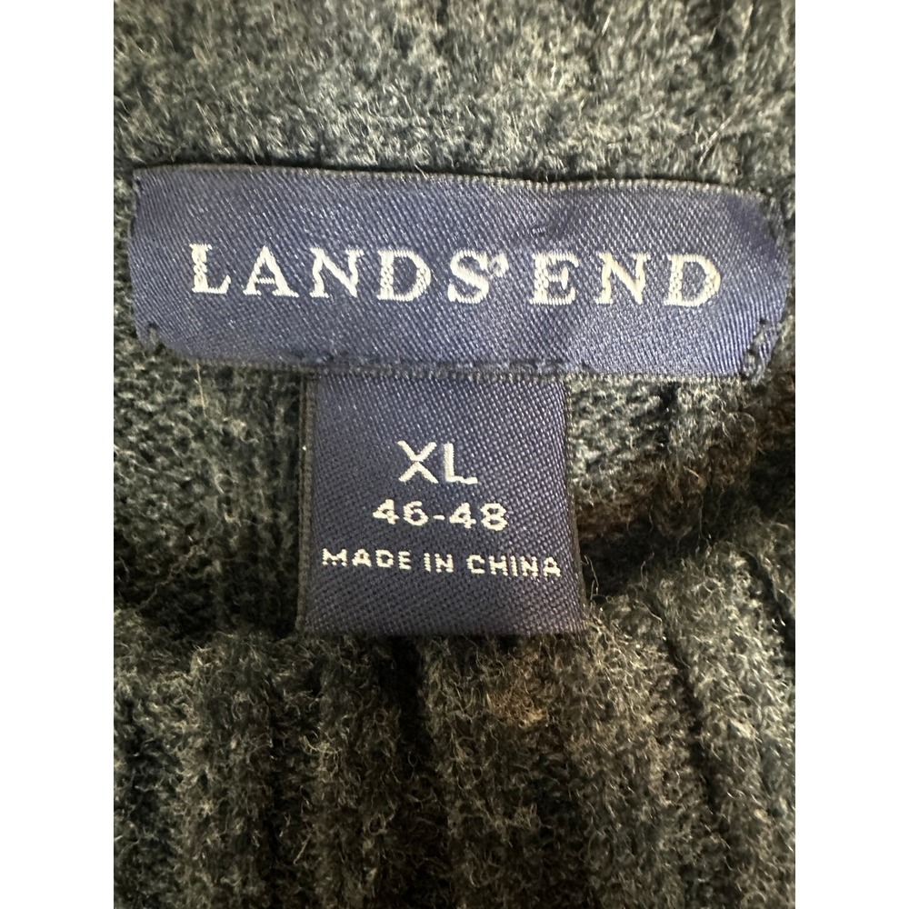 Lands End Sweater Mens XL Charcoal Fair Isle Snowflake Wool Blend Ski Winter - Picture 3 of 9